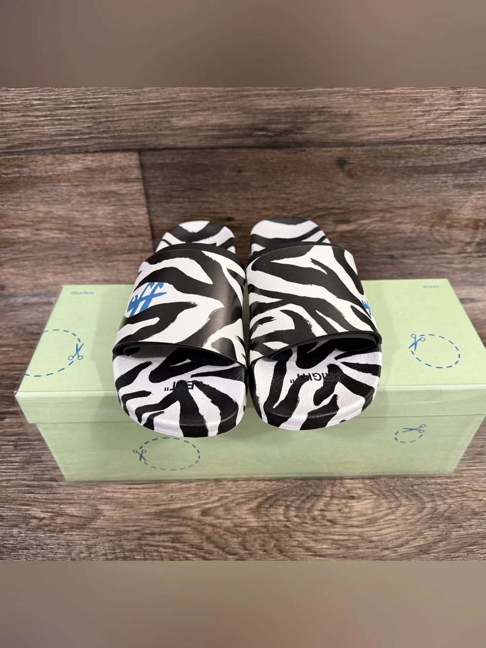 NWT Off White c/o Virgil Abloh Slides Zebra-print‎ slides Sz 6
